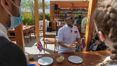 Students get a sneak peek at the menu that will be served to dignitaries during the UK's country day celebrations at Expo 2020 Dubai.