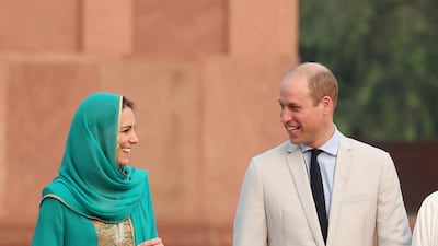 LAHORE, PAKISTAN - OCTOBER 17: Catherine, Duchess of Cambridge and Prince William, Duke of Cambridge visit the Badshahi Mosque within the Walled City during day four of their royal tour of Pakistan on October 17, 2019 in Lahore, Pakistan. (Photo by Chris Jackson/Getty Images)