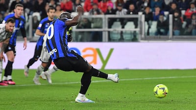 Romelo Lukaku scores the equaliser for Inter on Tuesday. EPA