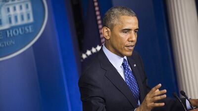The US president Barack Obama announces steps taken by his government to address the situation in Iraq, in the press briefing room of the White House on June 19, 2014. Drew Angerer / EPA