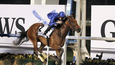 Winter Lightning is in action in the Group 3 UAE Oaks on Thursday. Pawan Singh / The National.