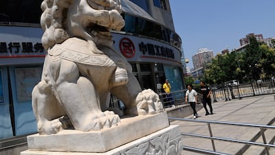 An ICBC bank branch in Beijing. Oil demand will heavily depend on China’s economic performance in the second half of this year. AFP