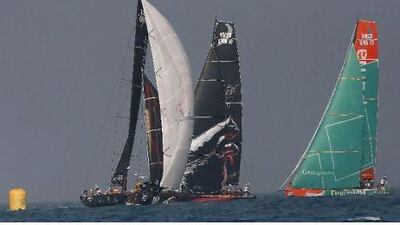 Azzam, Team Puma’s Mar Mostro and Groupama jostle for position as the third leg of the Volvo Ocean Race gets underway.