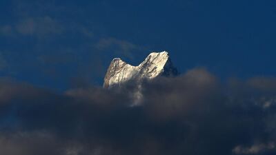 The Himalayan mountain Mount Machhapuchhre (height 6,993 metres) is seen from Ghandruk village, west of Kathmandu. AFP