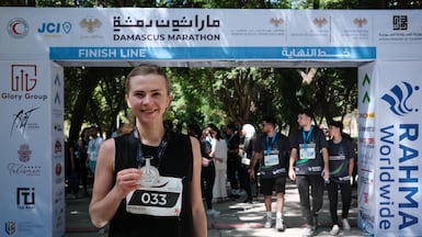 The writer at the Damascus Marathon in September 2025. Photo: Halil Taskin