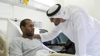 Sheikh Mohammed bin Zayed visited servicemen recovering at Mafraq Hospital.