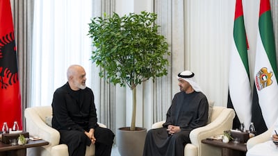 President Sheikh Mohamed meets Edi Rama, Prime Minister of Albania. All photos: UAE Presidential Court