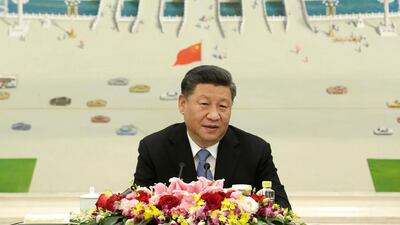 Chinese President Xi Jinping speaks at a meeting with delegates from the 2019 New Economy Forum at the Great Hall of the People in Beijing. EPA