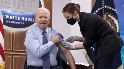 US President Joe Biden receives a fourth dose of the Pfizer-BioNTech Covid-19 vaccine on March 30, 2022. AFP