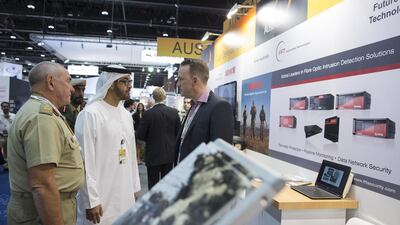 Sheikh Mohamed tours of the Australian pavilion at Idex 2015. Sheikh Mohammed wished the international representatives a successful event which showcases the latest industrial developments in the defence and security fields. Mohamed Al Hammadi / Crown Prince Court — Abu Dhabi