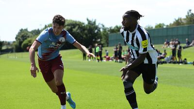 Allan Saint-Maximin on the attack for Newcastle against Gateshead.