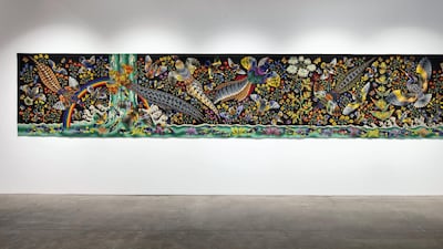 'La Grande Cascade' (1977) by René Perrot at the Tales of Thread exhibition at the Custot Gallery in Dubai