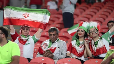 Iran supporters before the start of their Asian Cup quarter-final match against China at Mohammed bin Zayed Stadium in Abu Dhabi. All photos by Pawan Singh / The National