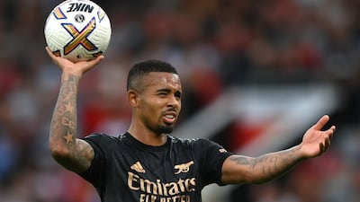 Gabriel Jesus of Arsenal during the Premier League match against Manchester United. Defeat ended Arsenal's perfect start to the season after five straight wins. Getty Images