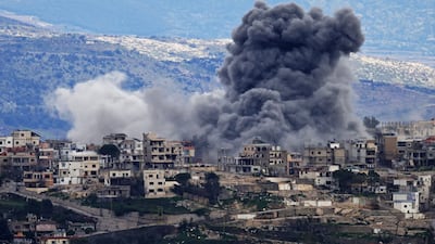 Smoke rises from Israeli bombardment on the southern Lebanese village of Khiam on March 4. AFP