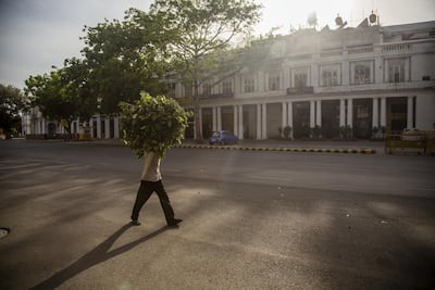 New Delhi's Connaught Place is otherwise a commercial hub, April 13. Yawar Nazir / Getty