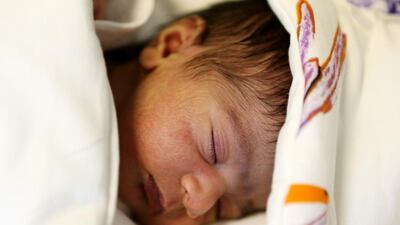 National Day baby Meera Al Ali was born at 2.36pm at the Corniche Hospital in Abu Dhabi. Christopher Pike / The National