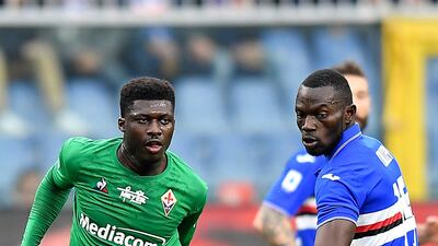 Sampdoria's Omar Colley, right, was confirmed to have coronavirus. Lapresse via AP