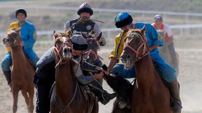 Kazah and US horsemen take part in kok-boru EPA