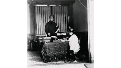 The closeness of Abdul Karim's relationship with Queen Victoria made many in the British royal court jealous - in this photo, he was criticised for looking directly at the camera rather than deferentially lowering his eyes.