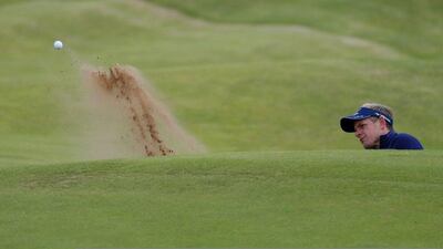 Luke Donald plays a shot from a bunker on the 4th hole during a practice round ahead of the 145th Open Championship at Royal Troon on July 13, 2016 in Troon, Scotland. Kevin C Cox / Getty Images