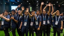 Athletes arrive for the opening ceremony of the Special Olympics UAE Games at Adnec in Abu Dhabi. Ryan Lim / The National