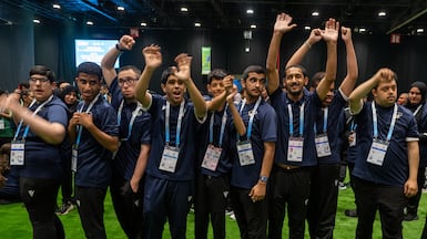 Athletes arrive for the opening ceremony of the Special Olympics UAE Games at Adnec in Abu Dhabi. Ryan Lim / The National