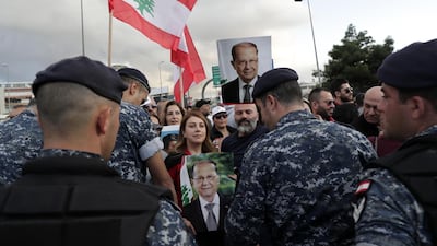 Backers of the Free Patriotic Movement founded by Lebanese President Michel Aoun (pictures) stage a rally in his support on a road leading to the presidential palace in Baabda near the capital Beirut. AFP