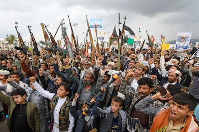 Armed Yemenis in Sanaa chant slogans during a demonstration denouncing the killing of Hamas chief Ismail Haniyeh. AFP