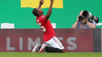 United striker Odion Ighalo celebrates his goal. AFP