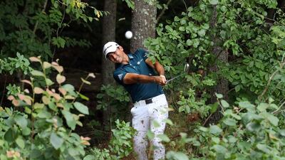 Jason Day of Australia plays a shot on the fifth hole during the second round of the Deutsche Bank Championship at TPC Boston in Norton, Massachusetts. David Cannon / Getty Images / AFP