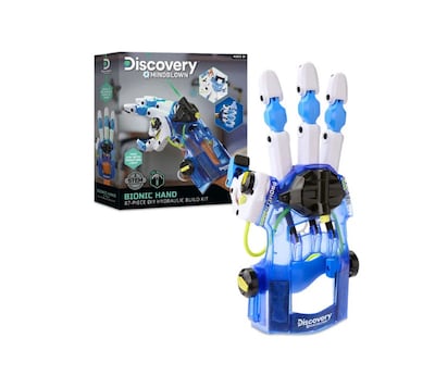 This kit from Discovery will walk your mini scientists through building their own bionic hand. Photo: Discovery