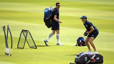 England's Joe Root, right, during a nets session. Steven Paston / PA Wire