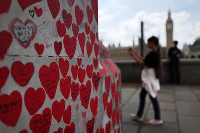 The Covid Memorial Wall in London, Britain. EPA