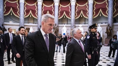 US House Speaker Kevin McCarthy meets King Abdullah at the US Capitol. Bloomberg