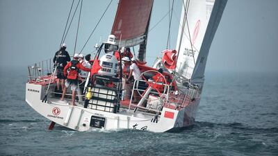 Dongfeng Race Team shown leaving Abu Dhabi at the start of the Volvo Ocean Race Leg 3 on January 3. Photo Courtesy / Volvo Ocean Race