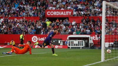 Messi nets Barcelona's third goal. AP