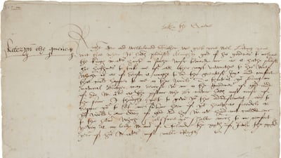 A letter by Katharine Parr announcing her marriage to Henry VIII, written on July 20, 1543