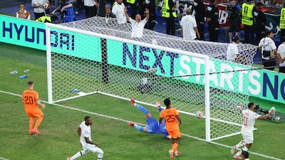 Morocco's Issa Diop scores the opener. Reuters