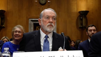 Mike Huckabee, nominee for US ambassador to Israel, speaks before his Senate Foreign Relations Committee confirmation hearing in Washington. Getty Images / AFP