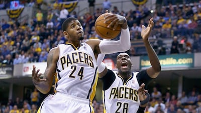 Paul George had 27 points, 10 rebounds, six assists and four steals for the Pacers on Tuesday night. Andy Lyons / Getty Images / AFP / April 22, 2014