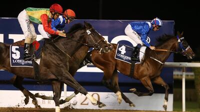 Shaishee gave jockey Dane O’Neill the first of back-to-back wins in Dubai. Pawan Singh / The National