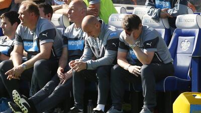 Newcastle United manager John Carver reacts during his side's loss to QPR last Saturday. John Sibley / Action Images / Reuters / May 16, 2015