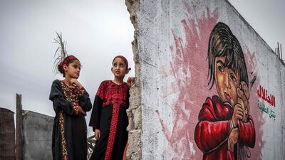 A mural in Deir Al Balah. AFP
