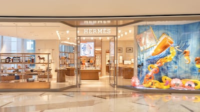 The new Hermes Abu Dhabi flagship with Olinet's artwork. Photo: Vincent Olinet / Hermes