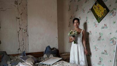A wedding photo shoot in Ukraine. AFP