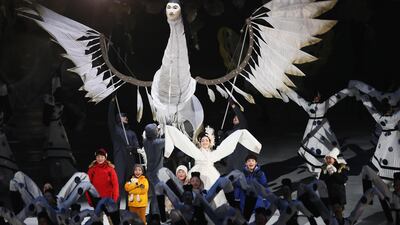 Dancers perform 'The Land of Peace' segment during the opening ceremony. Jamie Squire / Getty Images