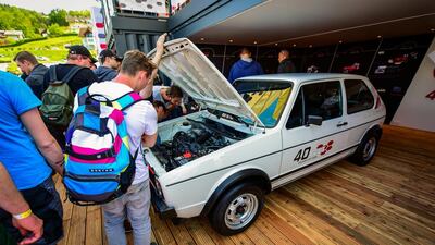 A spotless original on Volkswagen’s stand, showing how the GTI legend began 40 years ago, commands plenty of attention from enthusiasts at the Volkswagen festival in Wörthersee, Austria. Courtesy Volkswagen