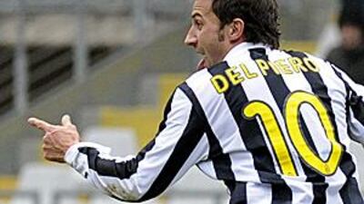 Alessandro Del Piero celebrates after scoring Juventus' second goal.