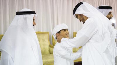 The Abu Dhabi Crown Prince offers condolences to the family of Ali Al Bloushi. Mohamed Al Suwaidi / Crown Prince Court - Abu Dhabi